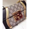 Gucci Padlock GG Supreme and leather shoulder bag 432182 Coffee