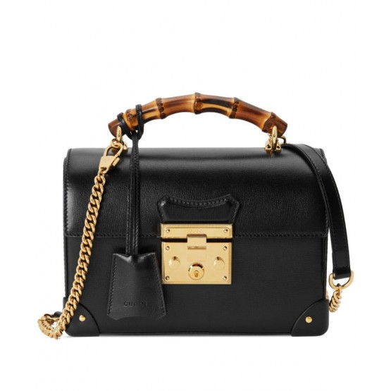 Gucci Padlock Small Bamboo Shoulder Bag 603221 Black