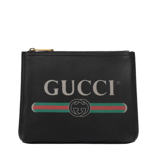 Gucci Print leather small portfolio 495665 Black