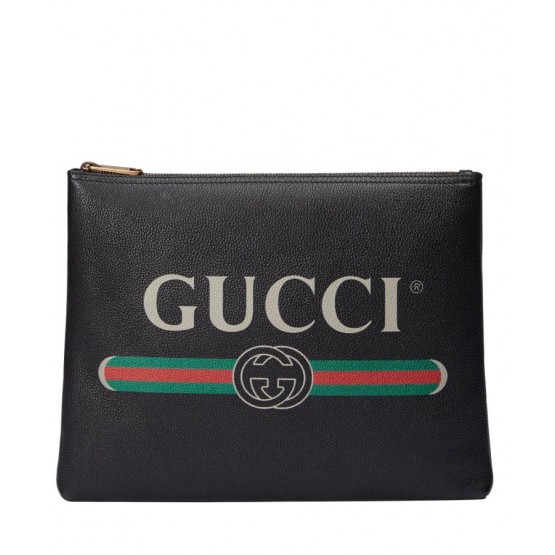 Gucci Print leather medium portfolio 500981 Black