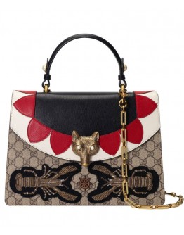 Gucci Broche GG Supreme Top Handle Bag 446432 Coffee