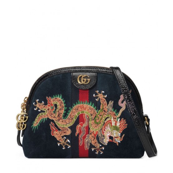 Gucci Ophidia embroidered small shoulder bag 499621 Black