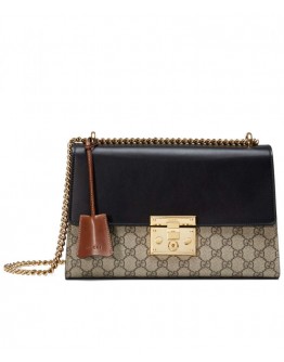 Gucci Padlock GG Advanced Leather Shoulder Bag 409486 Black