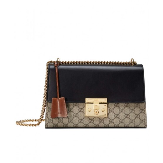 Gucci Padlock GG Advanced Leather Shoulder Bag 409486 Black