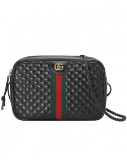 Gucci Laminated leather small shoulder bag 541051 Black
