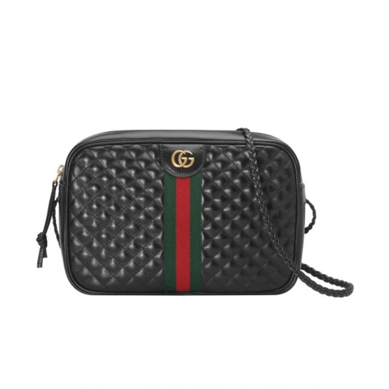 Gucci Laminated leather small shoulder bag 541051 Black