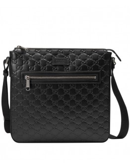 Gucci Signature Leather Messenger 406408 Black