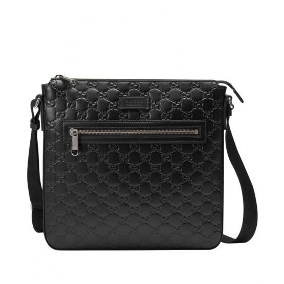 Gucci Signature Leather Messenger 406408 Black