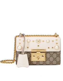 Gucci Padlock studded GG Supreme Shoulder Bag 432182