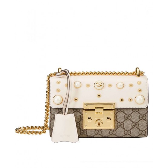 Gucci Padlock studded GG Supreme Shoulder Bag 432182