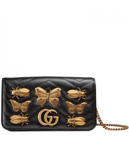 Gucci GG Marmont animal studs mini bag 488426 Black