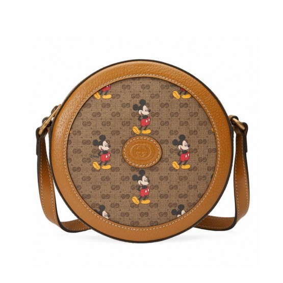 Disney x Gucci Round Shoulder Bag 603938 Light Coffee