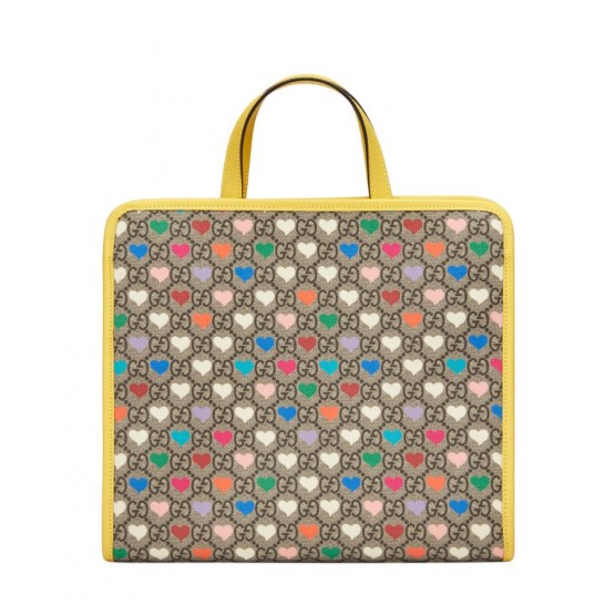 Gucci Children's GG hearts tote bag 605614 Yellow