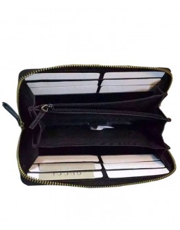 Gucci Bee embroidered zip around wallet 428747 Black