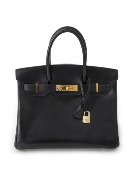 Hermes Birkin bag 30 Box calf leather Black