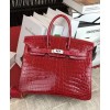 Hermes Birkin 25 Crocodile leather Red