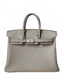 Hermes Birkin 25 Togo Leather Silver Gray