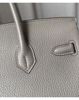 Hermes Birkin 25 Togo Leather Silver Gray