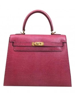 Hermes Kelly Bag 25 Lizard leather Peachblow