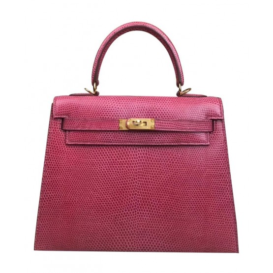 Hermes Kelly Bag 25 Lizard leather Peachblow