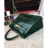 Hermes Kelly Bag 32 Crocodile leather Green