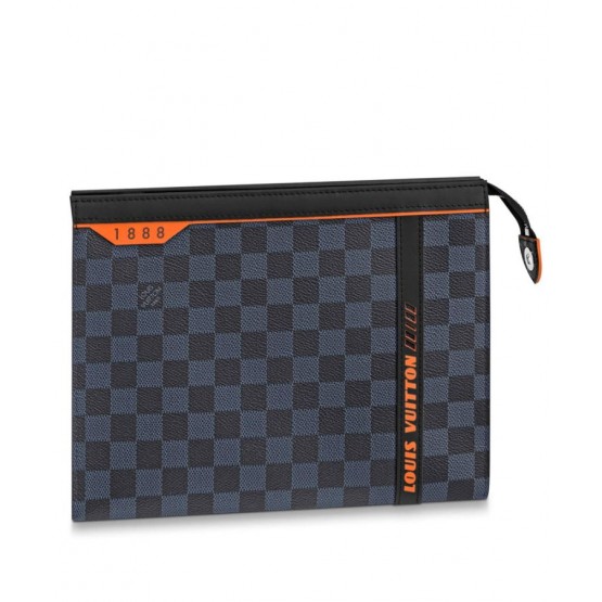 Louis Vuitton Damier Cobalt Race Pochette Voyage MM N60241 Black