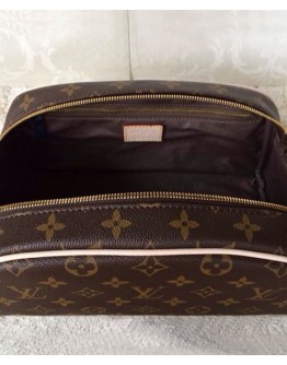 Louis Vuitton Canvas Double Zipper Opening Toiletry Bag M47624 Brown