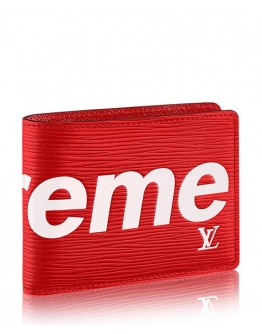 Louis Vuitton X Supreme Water ripple short paragraph folding wallet M67717