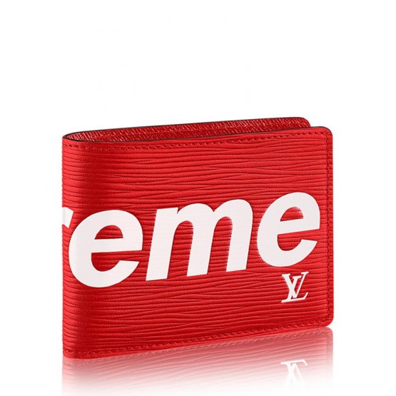 Louis Vuitton X Supreme Water ripple short paragraph folding wallet M67717