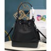 Prada Nylon and Saffiano leather bucket bag 1BE055 Black