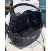 Prada Nylon and Saffiano leather bucket bag 1BE055 Black