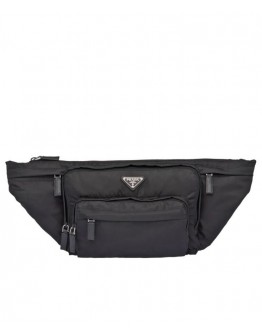 Prada nylon and saffiano leather belt bag 2VL003 Black