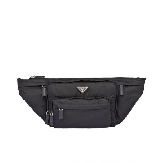 Prada nylon and saffiano leather belt bag 2VL003 Black