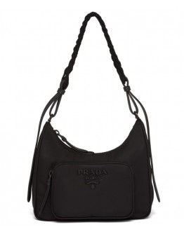 Prada Nylon Hobo Bag Black