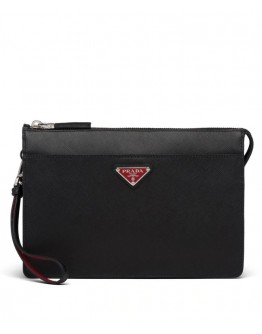 Prada Saffiano Leather Pouch 2VF032 Black