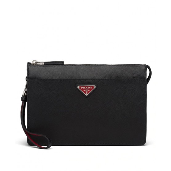 Prada Saffiano Leather Pouch 2VF032 Black