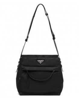 Prada Padded nylon hobo bag 1BC128 Black
