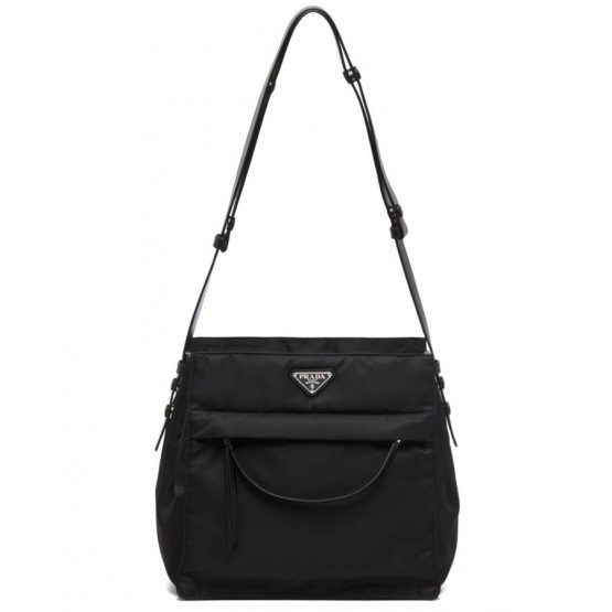 Prada Padded nylon hobo bag 1BC128 Black