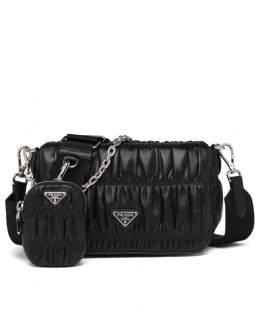 Prada Gaufre Nappa Leather Shoulder Bag 1BD289 Black