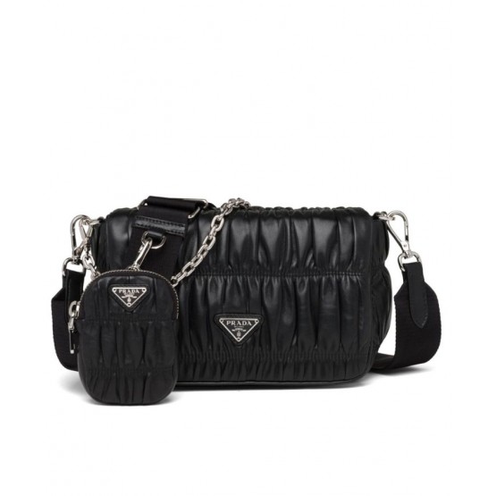 Prada Gaufre Nappa Leather Shoulder Bag 1BD289 Black