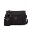 Prada Re-Nylon And Saffiano Leather Shoulder Bag Black