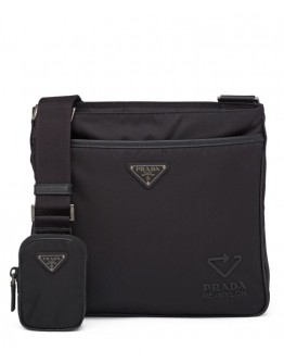 Prada Re-Nylon And Saffiano Leather Shoulder Bag Black