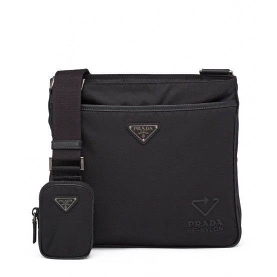 Prada Re-Nylon And Saffiano Leather Shoulder Bag Black
