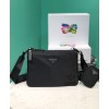 Prada Re-Nylon And Saffiano Leather Shoulder Bag Black