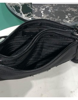 Prada Re-Nylon And Saffiano Leather Shoulder Bag Black