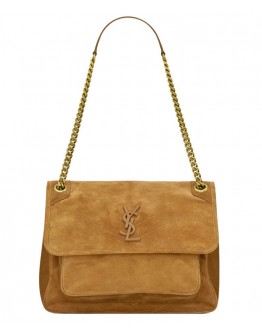 Saint Laurent Niki Medium In Suede And Smooth Leather 498894 Coffee