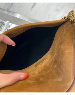 Saint Laurent Niki Medium In Suede And Smooth Leather 498894 Coffee
