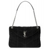 Saint Laurent Loulou Puffer Medium Bag In Quilted Suede And Lambskin