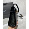 Saint Laurent Manhattan Shoulder Bag In Crocodile-embossed Shiny Leather 579271 Black