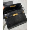 Saint Laurent Manhattan Shoulder Bag In Crocodile-embossed Shiny Leather 579271 Black